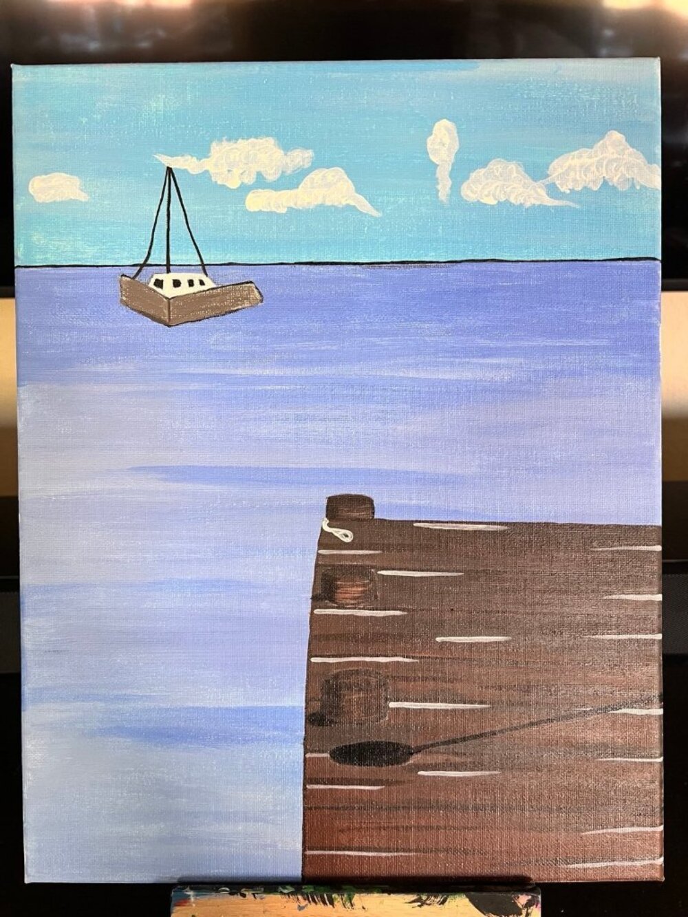 St Marten Pier Acrylic canvas Painting